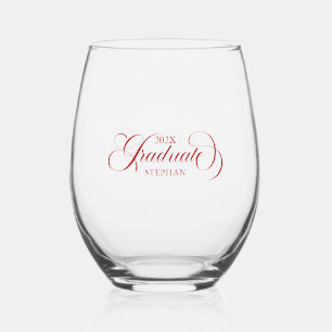 Verre À Vin Sans Pied Élégante typographie de script rouge