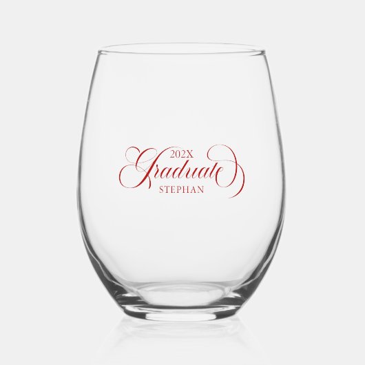 Verre À Vin Sans Pied Élégante typographie de script rouge (Recto)