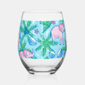 Verre À Vin Sans Pied Éléphant Rose Palmier Monogramme Prépa  (Gauche)