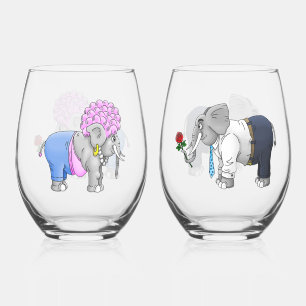 Verre À Vin Sans Pied Éléphants Romantiques