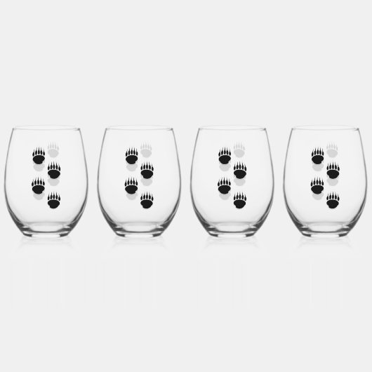 Verre À Vin Sans Pied Empreintes de pattes de l'ours noir (Dos)