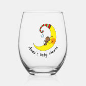 Verre À Vin Sans Pied Enfant mignon sur la lune baby shower (nom) Ensemb (Recto)