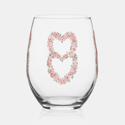 Verre À Vin Sans Pied Ensemble de Drinkware à cadre floral rose (Gauche)