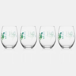 Verre À Vin Sans Pied Ensemble de produits de boisson Aqua Green Couples