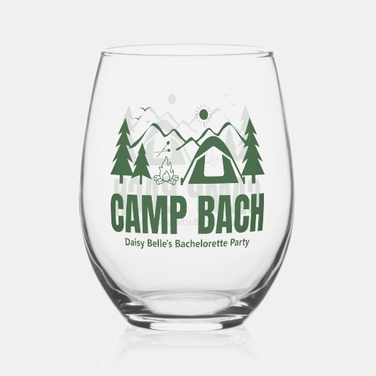 Verre À Vin Sans Pied Ensemble de vaisselle Camp Bachelorette Green (Recto)