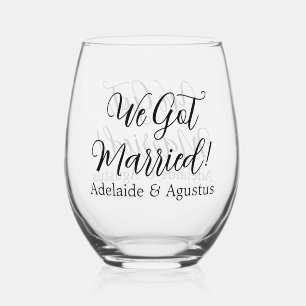 Verre À Vin Sans Pied Ensemble de vaisselle 'Nous sommes mariés'