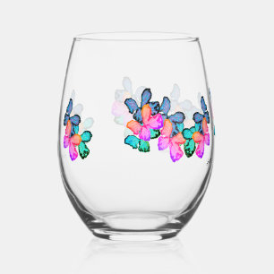 Verre À Vin Sans Pied Ensemble De Vêtements : Amour Du Papillon