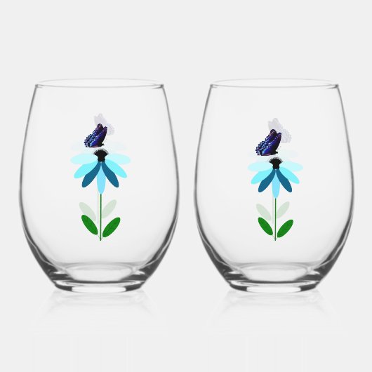 Verre À Vin Sans Pied Ensemble De Vins Bleu De Faucille Et De Fruit (Verso)