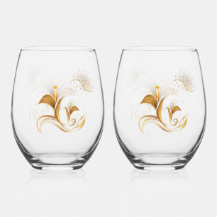 Verre À Vin Sans Pied Ensemble de Vins Elite Gold Tulip