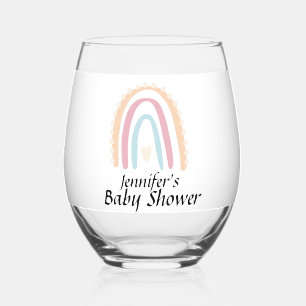 Verre À Vin Sans Pied Ensemble rustique élégant de Baby shower arc-en-ci