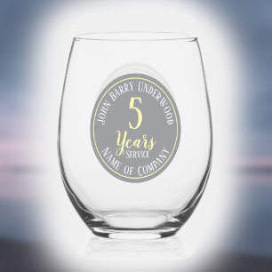 Verre À Vin Sans Pied Entreprise Commémorative de 5 ans