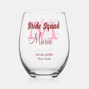 Verre À Vin Sans Pied Équipe de mariée ajoutez nom monogramme demoiselle
