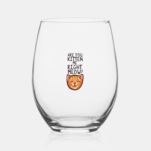 Verre À Vin Sans Pied Êtes-vous chaton moi droit Meow Caturday Art drôle (Recto)