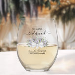 Verre À Vin Sans Pied Éucalyptus Lavender femme de ménage d'honneur cade<br><div class="desc">Cet ensemble est le choix parfait pour remercier les demoiselles d'honneur et la bonne d'honneur de votre mariage. Le magnifique design chic boho comprend un bouquet de sprigs aquarelles peints à la main de feuilles d'eucalyptus et de fleurs de lavande dans les tons vert sauge et violet clair. Son nom...</div>