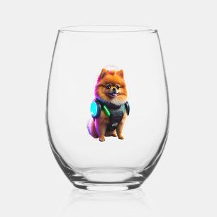 Verre À Vin Sans Pied Explorateur Poméranien Cyber de l'Avenir