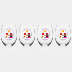 Verre À Vin Sans Pied Faces élégantes à la Journée internationale de la