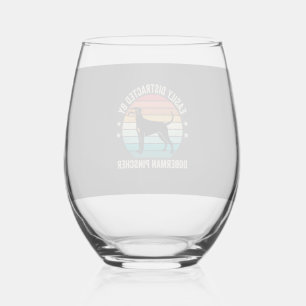 Verre À Vin Sans Pied Facilement distrait par Doberman Pinscher Retro Su
