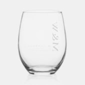 Verre À Vin Sans Pied Famille Monogramme Nom Modern Black (Verso)