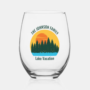 Verre À Vin Sans Pied Family Lake House Sunset Personnalisé