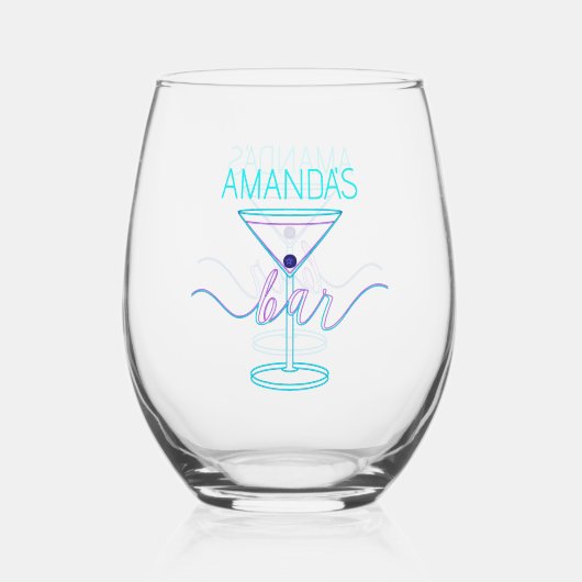 Verre À Vin Sans Pied Fancy Script Fun Colonnes Fun Bar (Verso)