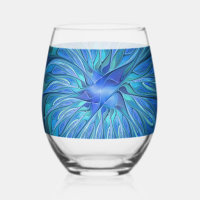 Fantaisie de fleurs bleues, art fractal abstrait