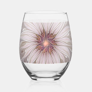 Verre À Vin Sans Pied Fantaisie florale, fleur pastel moderne abstraite
