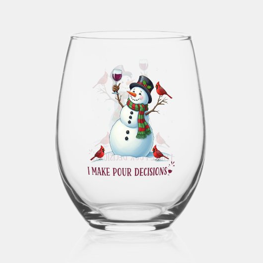 Verre À Vin Sans Pied Fantastique Noël bonhomme de neige (Recto)