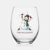 Verre À Vin Sans Pied Fantastique Noël bonhomme de neige (Verso)