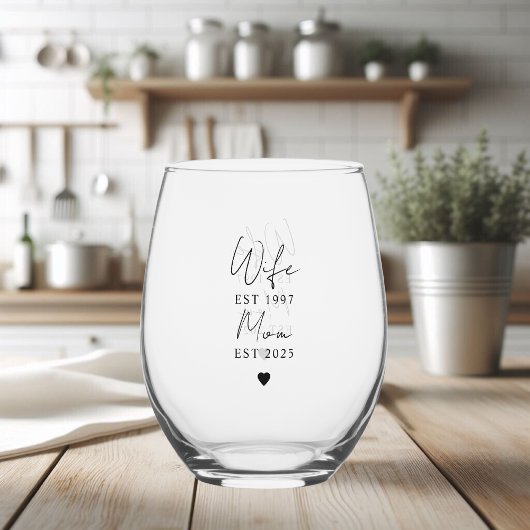 Verre À Vin Sans Pied Femme Maman EST 2025 | Nouveau cadeau maman