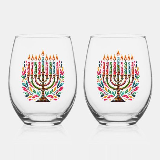 Verre À Vin Sans Pied Festival des lumières d'Hanoukka (Recto)