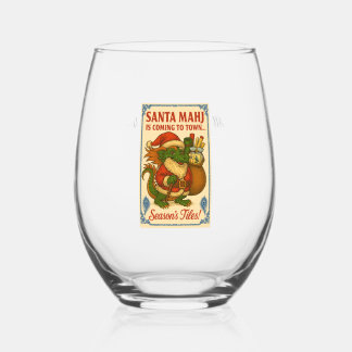 Verre À Vin Sans Pied Festive Santa Mahj Wine Glass