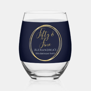 Verre À Vin Sans Pied Fête d'anniversaire 50 ans Fifty and Fine Gold Nav