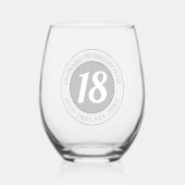 Verre À Vin Sans Pied Fête d'anniversaire avec nom, âge et anniversaire (Verso)