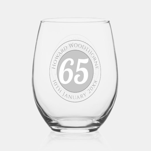 Verre À Vin Sans Pied Fête d'anniversaire avec nom, âge et anniversaire (Verso)