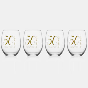 Verre À Vin Sans Pied Fête de 50 ans moderne et fabuleuse en gras