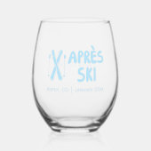 Verre À Vin Sans Pied Fête de Bachelorette Après-Ski Bleu (Recto)