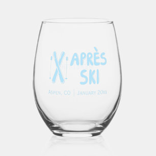 Verre À Vin Sans Pied Fête de Bachelorette Après-Ski Bleue