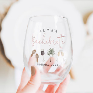 Verre À Vin Sans Pied Fête de Bachelorette Personnalisée au Pays du Vin