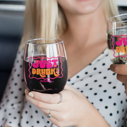 Verre À Vin Sans Pied Fête de Bachelorette Rétro et Ivre