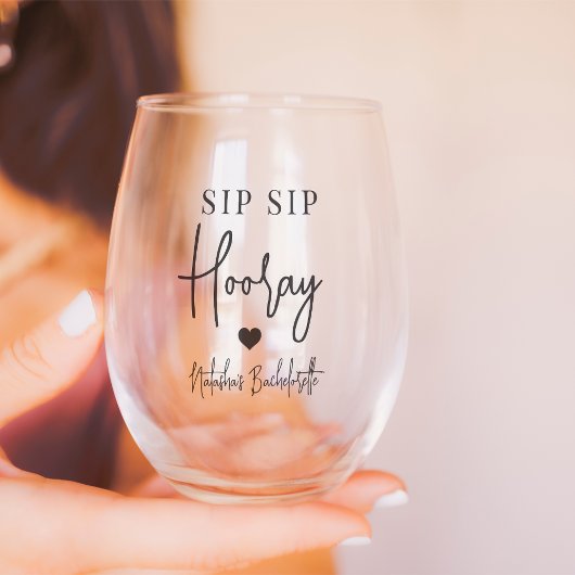 Verre À Vin Sans Pied Fête de Bachelorette Sip Sip Hourra