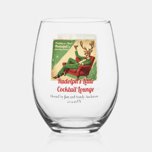 Verre À Vin Sans Pied Fête de Cocktail Vintage Drôle Rétro Noël