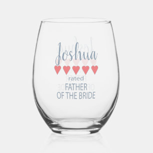 Verre À Vin Sans Pied Fête de mariage et de mariage 5 Coeur Père de la m