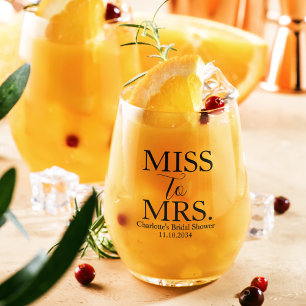 Verre À Vin Sans Pied Fête de mariage personnalisée de Miss à Mrs