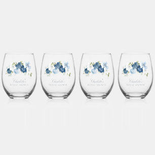 Verre À Vin Sans Pied Fête des mariées de script d'aquarelle florale
