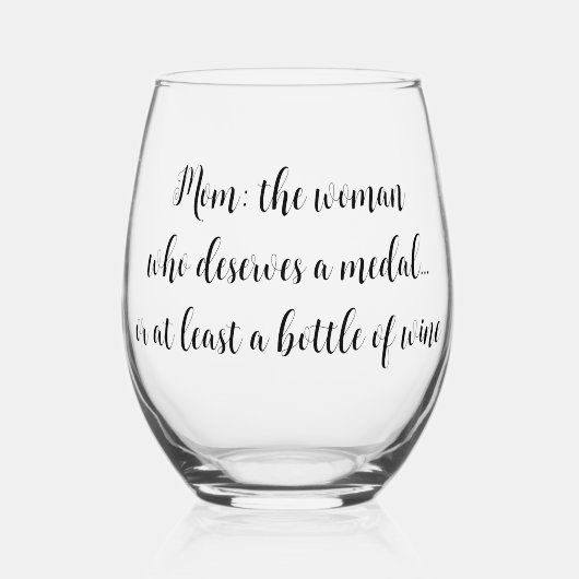 Verre À Vin Sans Pied Fête des mères Anniversaire Citations amusantes Si (Recto)