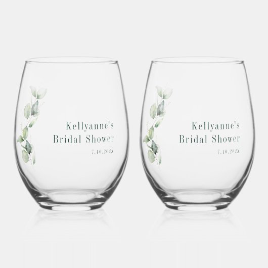 Verre À Vin Sans Pied Fête élégante de douche de mariée moderne botaniqu (Recto)