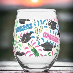 Verre À Vin Sans Pied Fêtes de fin d'études Champagne Confetti Colorée
