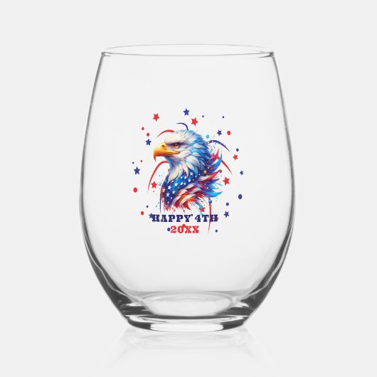 Verre À Vin Sans Pied Feu d'aigle patriotique (Recto)