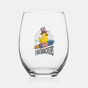 Verre À Vin Sans Pied Feux d'artifice Canard Patriotique Conception de C