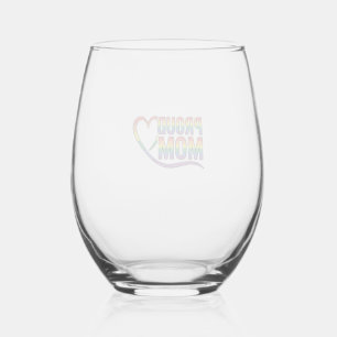 Verre À Vin Sans Pied Fière Maman Cœur Arc-en-ciel Dessin de Gravure Vin